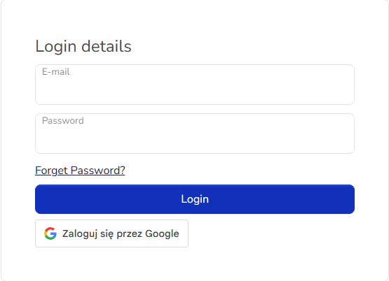 The "Sign in with Google" button on the login page in the Hummerce store, below the email, password fields and the "Forgot your password?" link