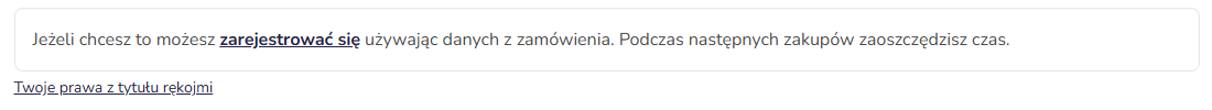 Strona po złożeniu zamówienia w sklepie Hummerce z linkiem Twoje prawa z tytułu rękojmi pod treścią potwierdzenia