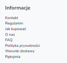 Stopka sklepu Hummerce z pozycją Rękojmia w bloku Informacje
